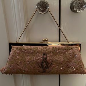 Lovely Rose Gold Beaded Evening Bag